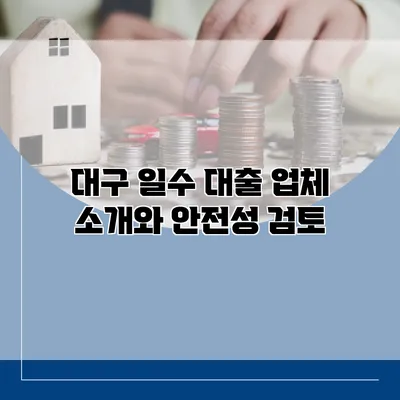 대구 일수 대출 업체 소개와 안전성 검토