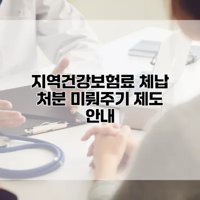 지역건강보험료 체납 처분 미뤄주기 제도 안내