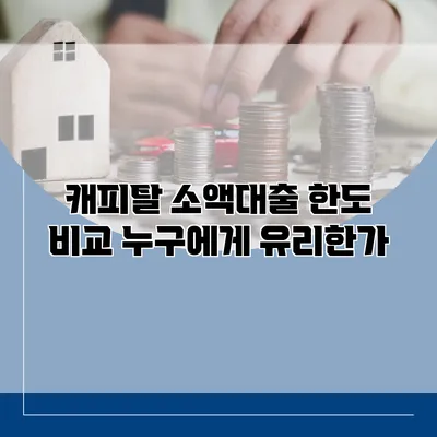캐피탈 소액대출 한도 비교 누구에게 유리한가?