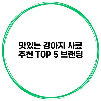 맛있는 강아지 사료 추천 TOP 5 브랜딩