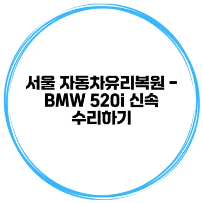 서울 자동차유리복원 - BMW 520i 신속 수리하기