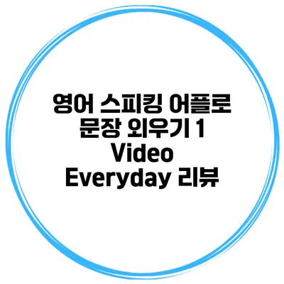 영어 스피킹 어플로 문장 외우기 1 Video Everyday 리뷰